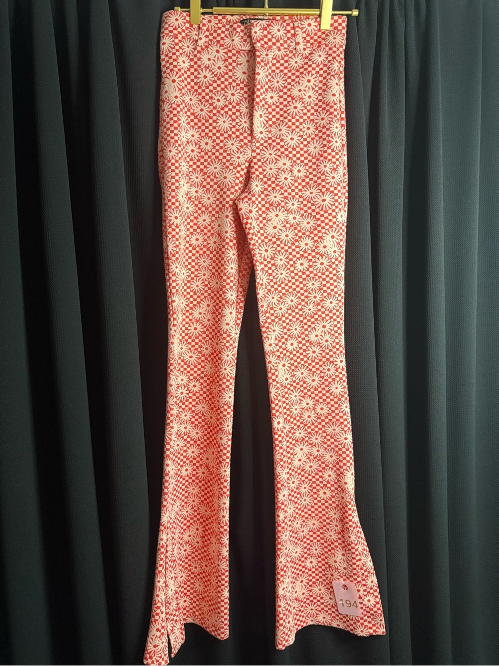 Orange Floral Pattern Women's Flared Jeans